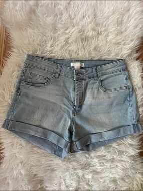 Light Blue Cuffed Denim Shorts